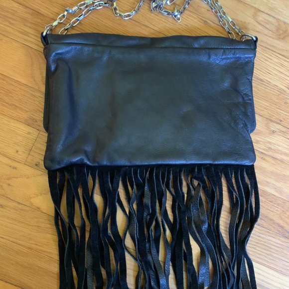 LYNN TALLERICO Black Chic Fringe Crossbody/Shoulder Bag - Picture 3 of 6